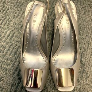 Silver peep toes